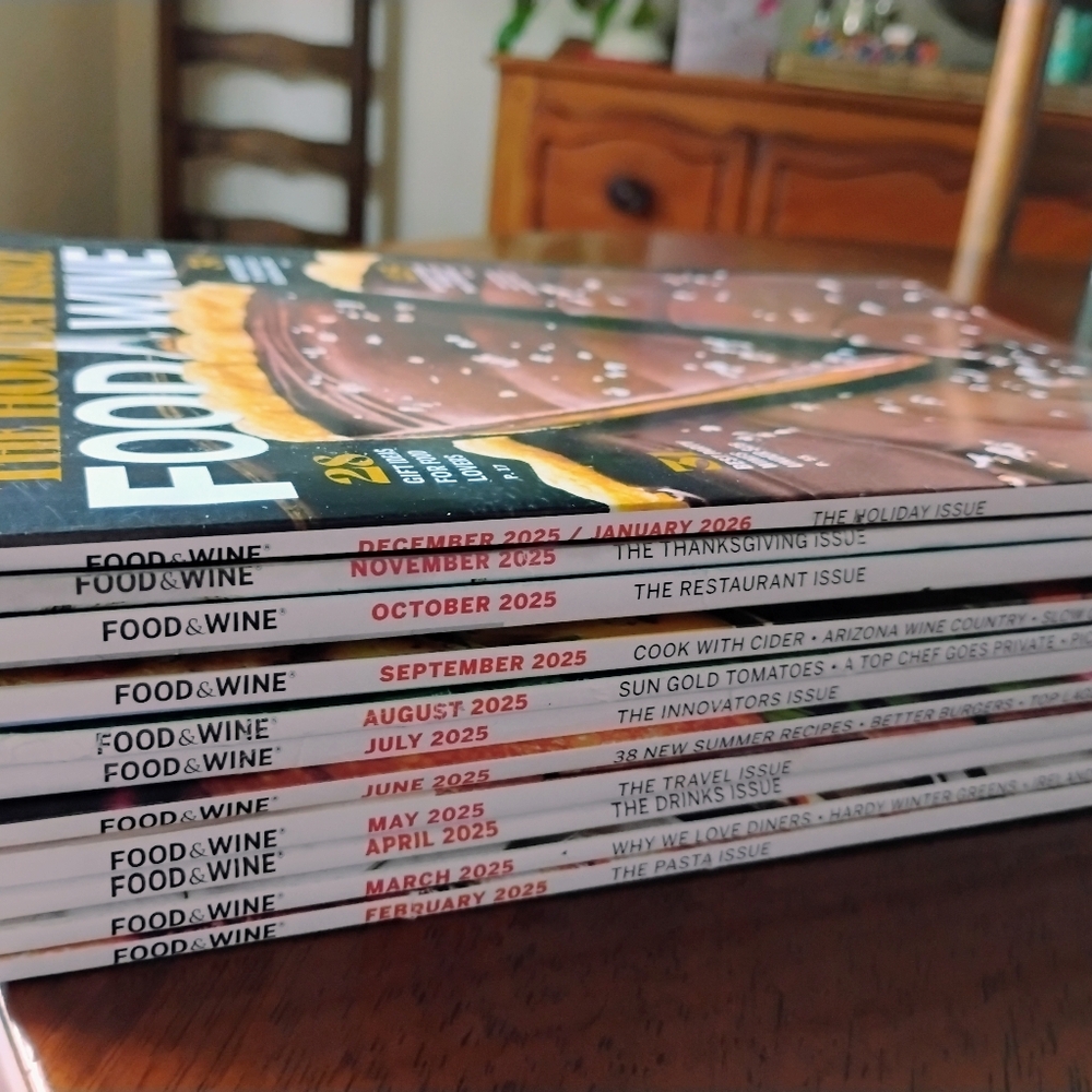 Food & Wine Magazine February 2025-December 2025/Jan 2026 (Lot of 11)  VGC